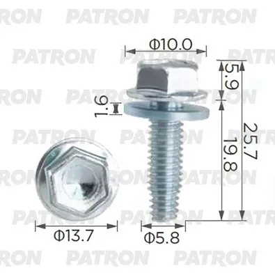 Болт металлический Toyotaприменяемость: универсальный PATRON P37-3940