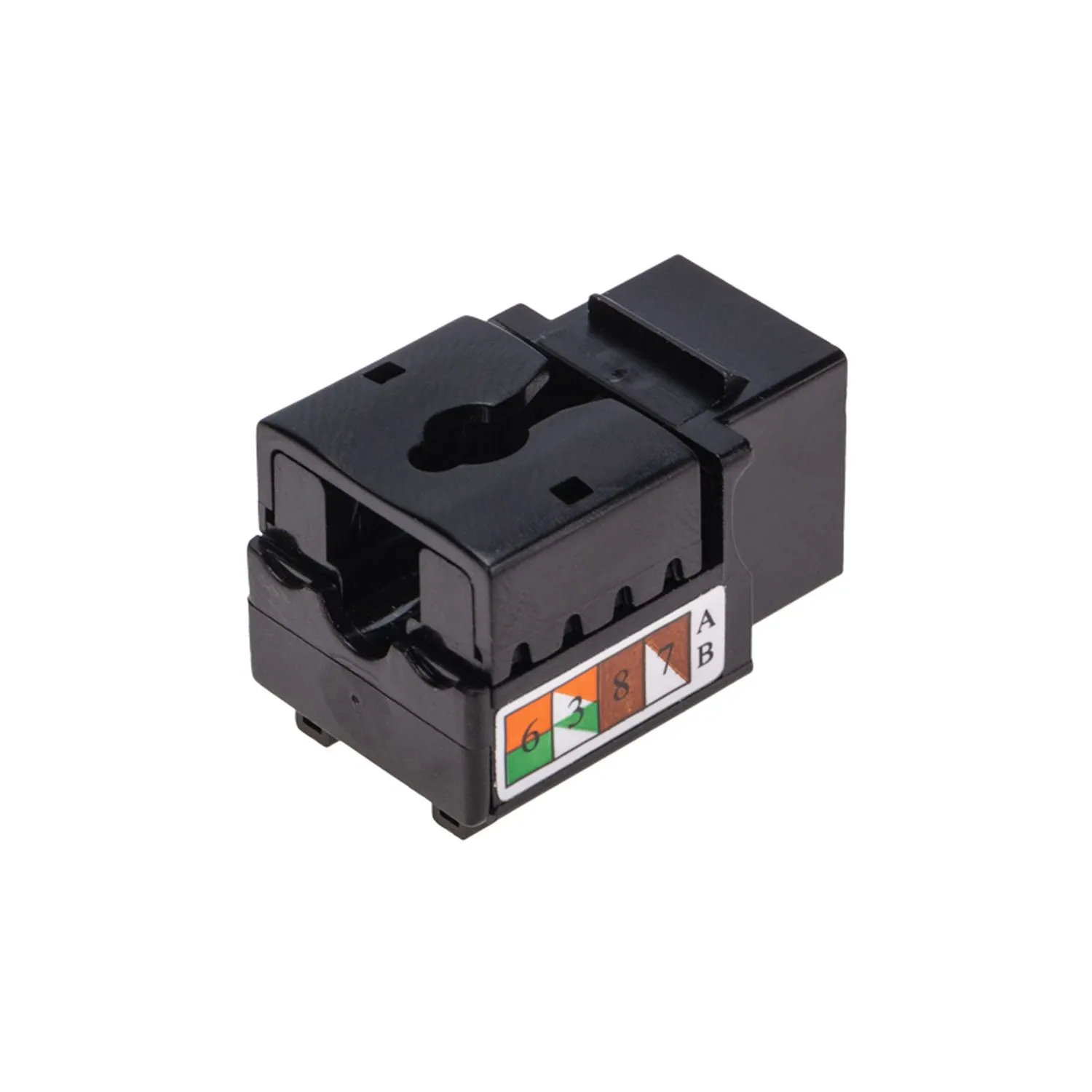 Модуль Keystone Jack RJ-45(8P8C), UTP неэкранированный, CAT 6, тип 90 градусов, черный PRO REXANT 02-0255