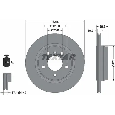 Диск тормозной задний с покрытием PRO BMW/BMW (BRILLIANCE) TEXTAR 92097303