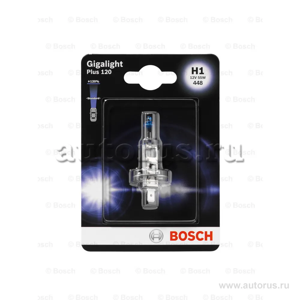 Лампа 12V H1 55W +120% BOSCH GIGALIGHT PLUS 120 1 шт. блистер 1 987 301 108