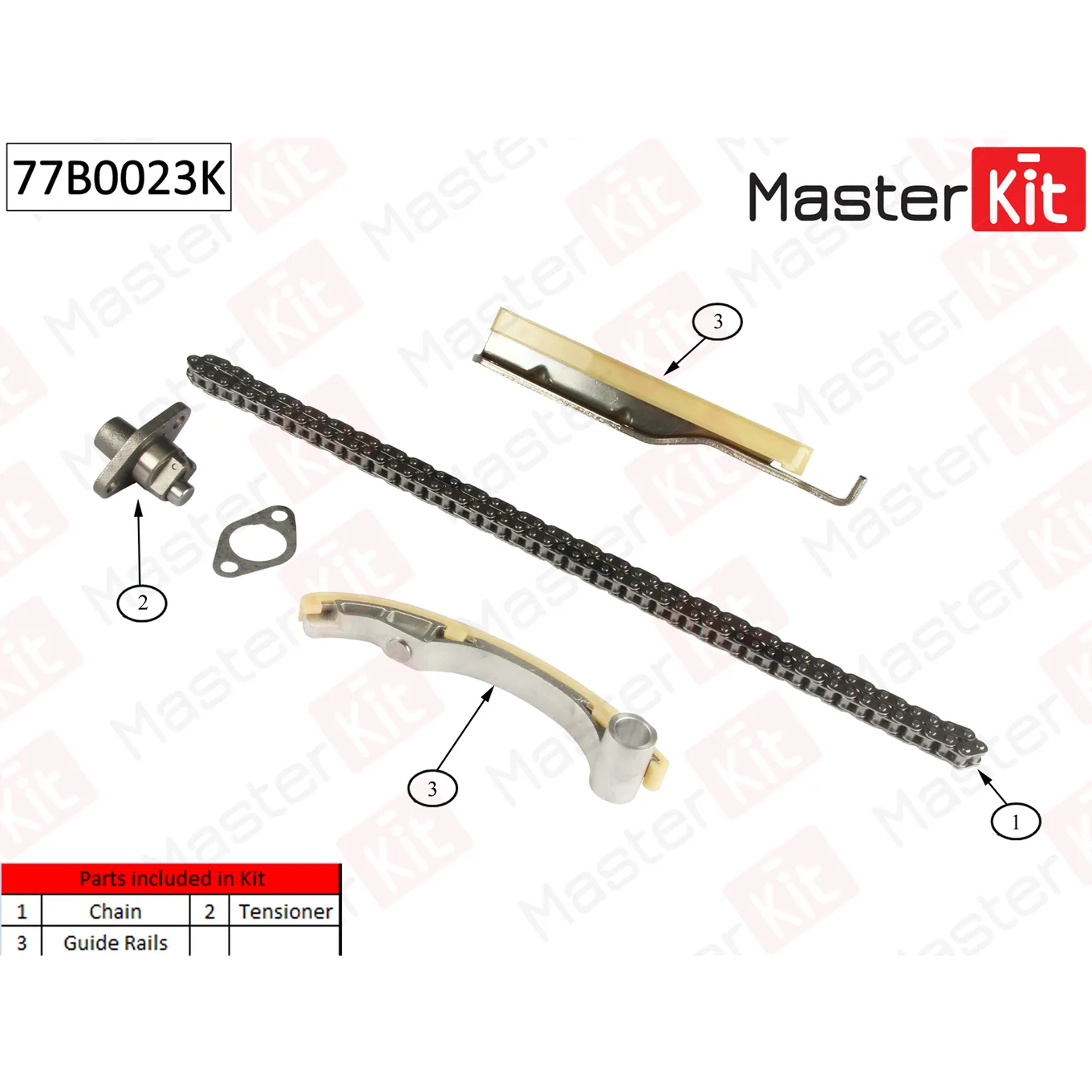 Комплект цепи ГРМ MITSUBISHI Pajero 3.2Di-D 4M41 00-06 (без звездочек) MASTERKIT 77B0023K