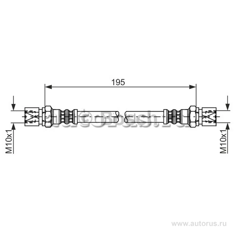 Шланг торм.зад.OPEL KADETT,ASTRA,ASCONA,VECTRA,OMEGA 195 мм BOSCH 1987476030
