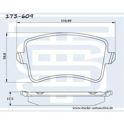 Колодки тормозные AUDI A4 (8K) задние STARKE 173-609
