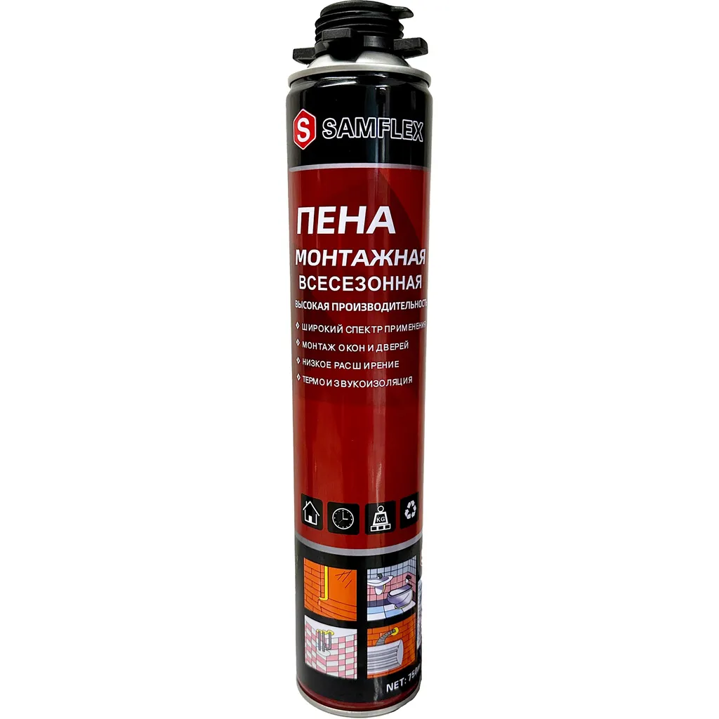 Пена монтажная проф. всесезонная с аппликатором SAMFLEX ECO 750мл/900гр SAMFLEX SAMC-043109075