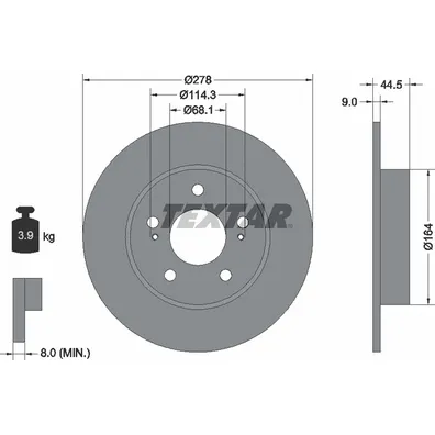 Диск тормозной задний с покрытием PRO NISSAN TEXTAR 92113103