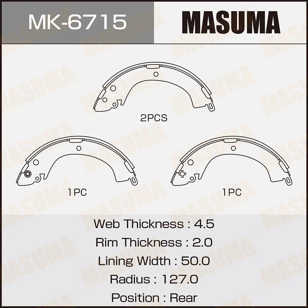 Колодки тормозные задние барабанные MASUMA Mitsubishi L200 96-/L400 95-05 MASUMA MK6715