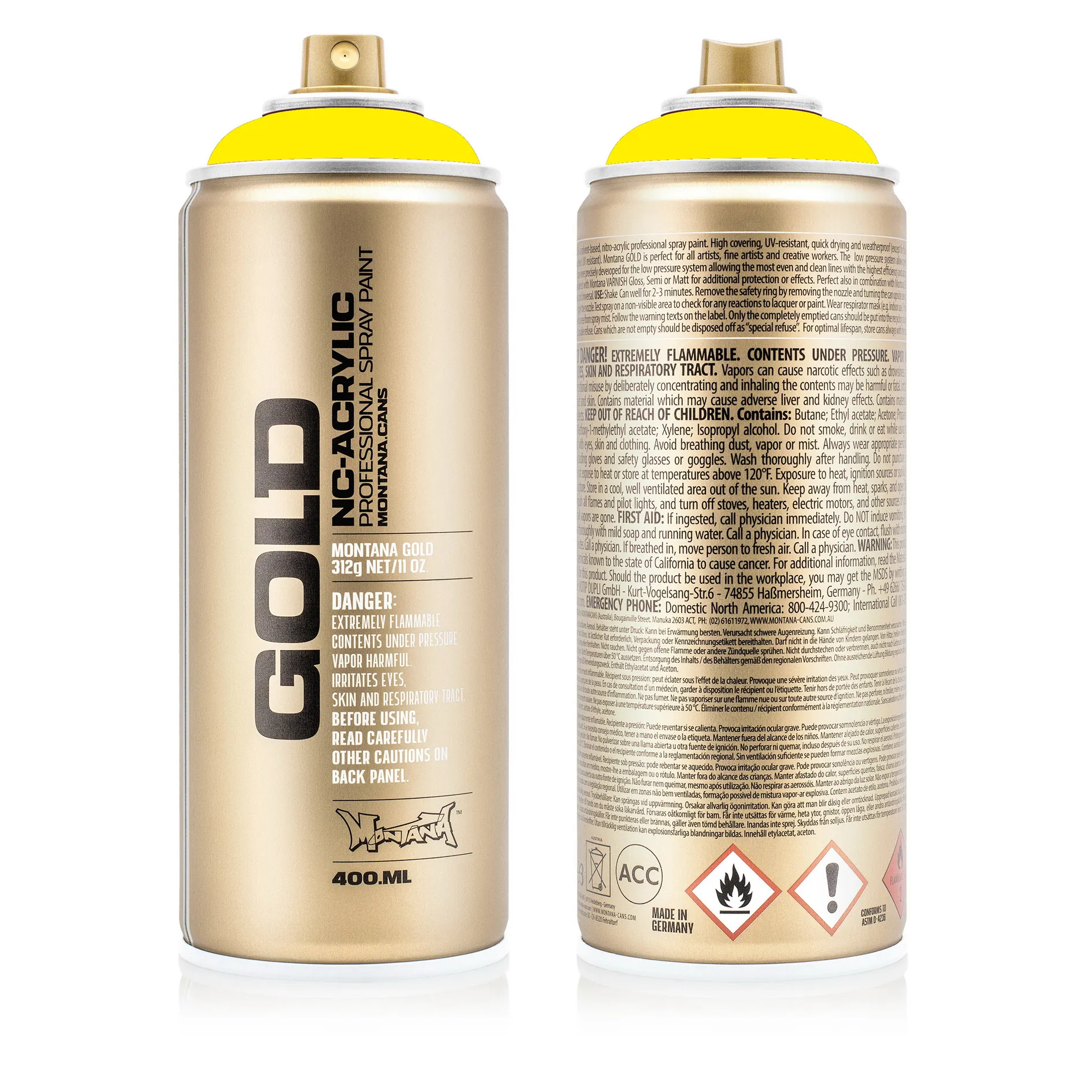 Краска GOLD 100% желтая MONTANA CANS P1000