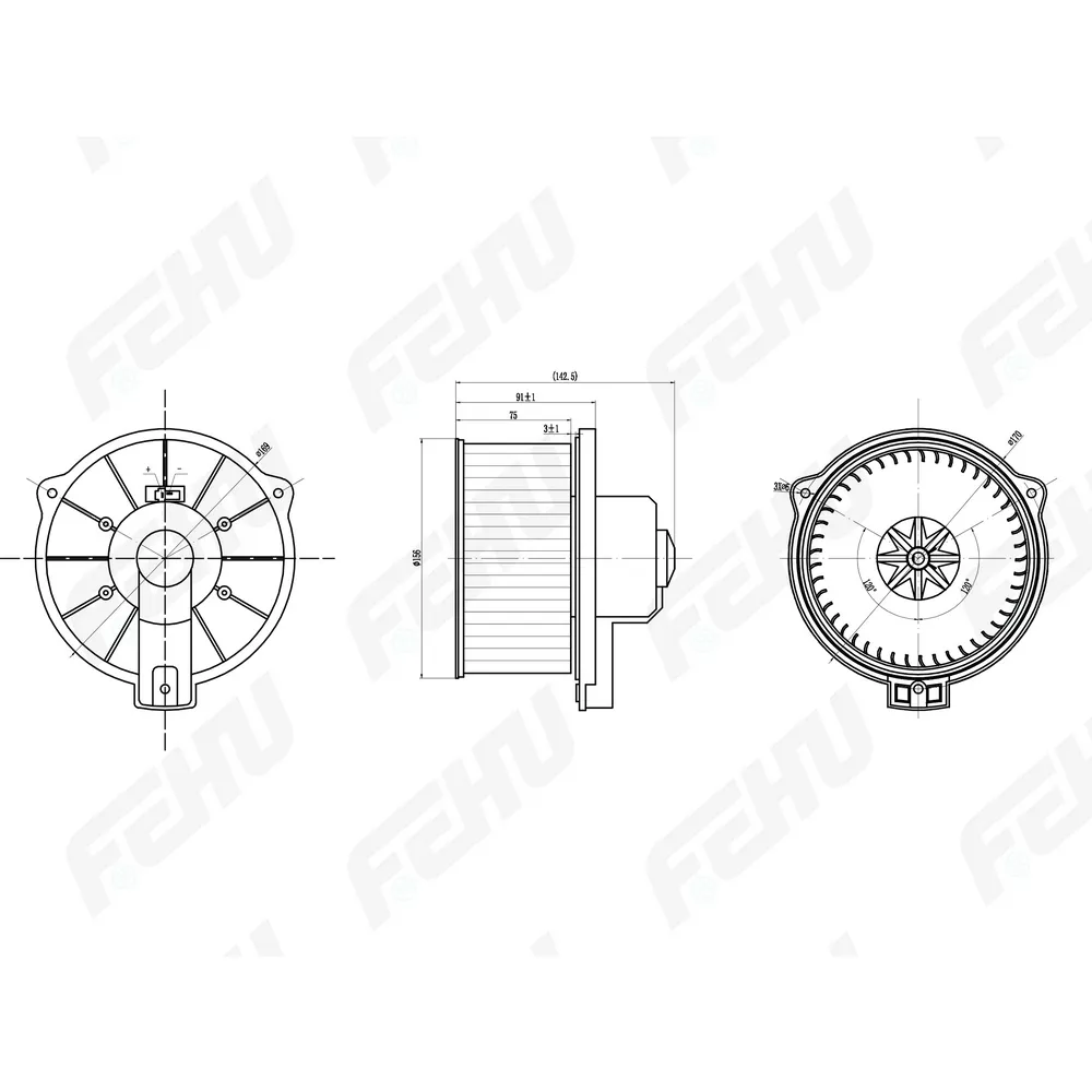 Электровентилятор отопителя Toyota Corolla (01-) FEHU FFH1155