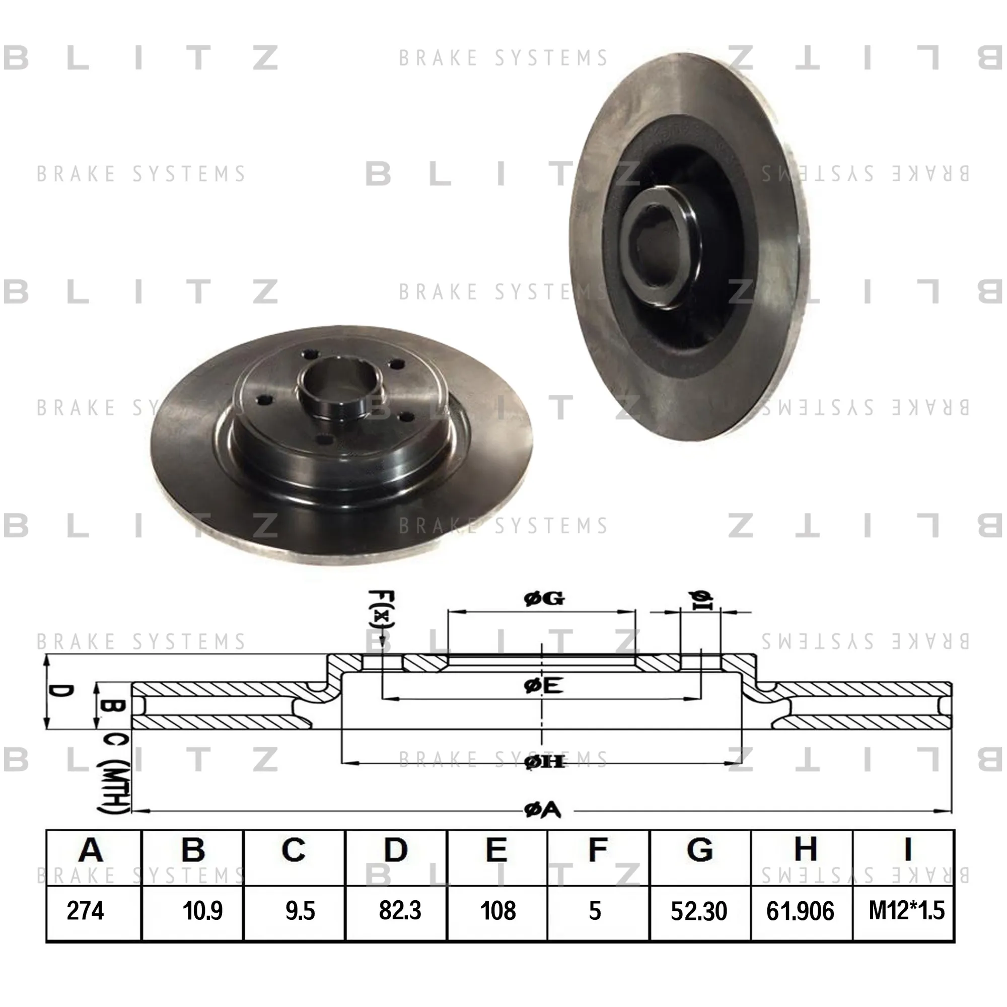 Диск тормозной задний RENAULT LAGUNA/GRAND SCENIC/SCENIC 05-> BLITZ BS0144