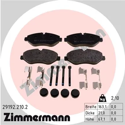 КОЛОДКИ ПЕР MER W639 03-/SPRINTER/VW CRAFTER 30-35/30-50 2.5TDI 06- ZIMMERMANN 291922102