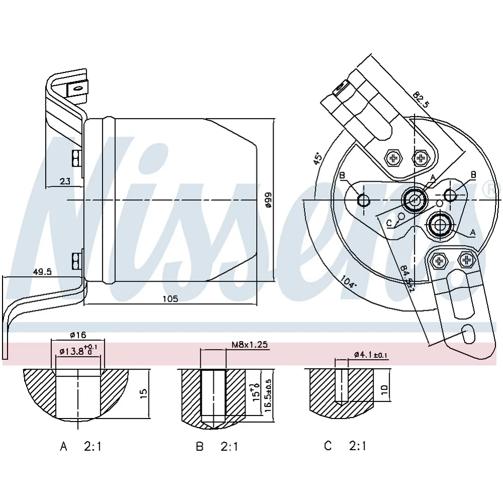 Осушитель кондиционера BMW 3 90-00, Z3 95-03, NISSENS 95196