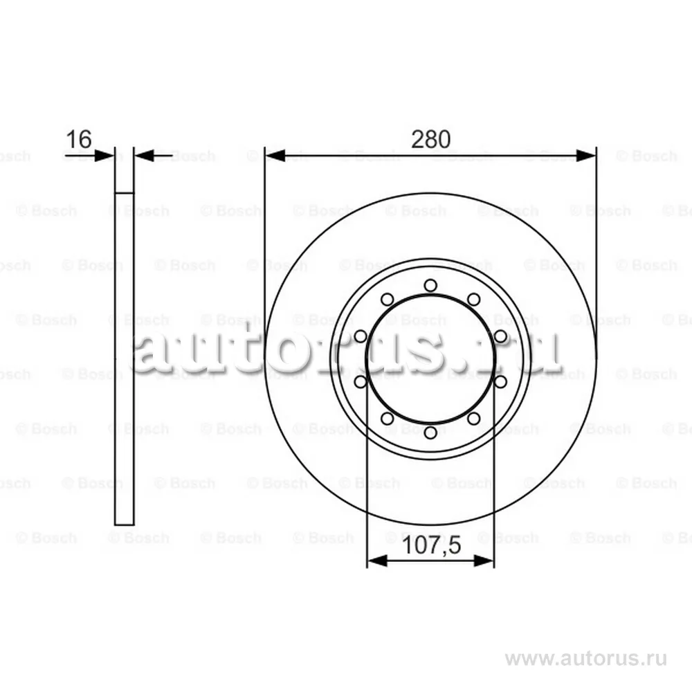 Диск тормозной задний 2,4 RWD 115 л.с TR > 06 6C162A315AB/1451765/2262937/1464031 BOSCH EUROPE BOSCH 0986479r92