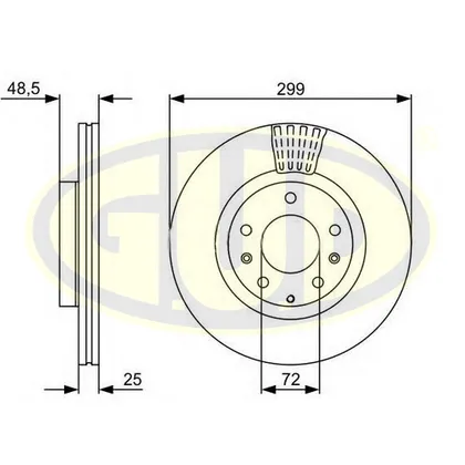 Диск тормозной передний вентилируемый MAZDA 6 07- 5 отверстий G.U.D GDB125188