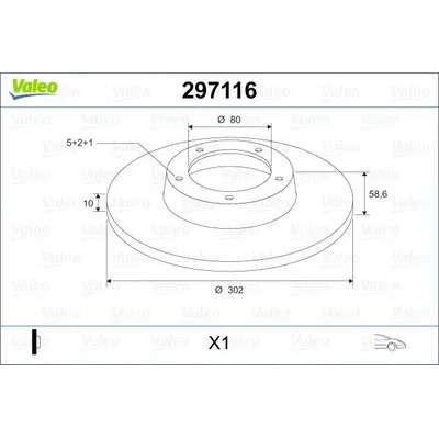 Диск тормозной задний 297 116 VALEO 297116