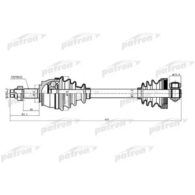 Полуось передняя правая 25x497x51 FIAT: GRANDE PUNTO 05-, PATRON PDS0235