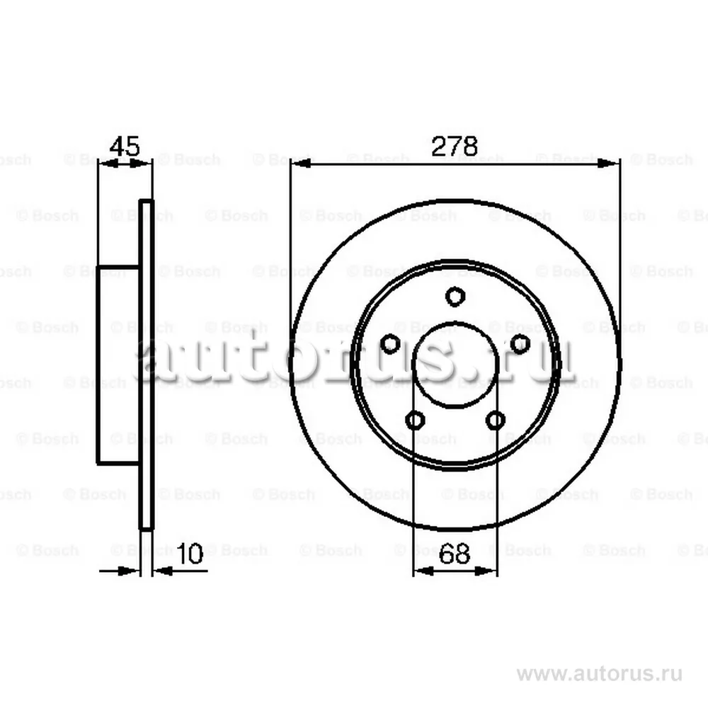 Диск тормозной задний NISSAN ALMERA/PRIMERA (278х10) BOSCH 0986479067