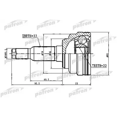 ШРУС наружный 33x52x22 CHEVROLET LACETTI/OPTRA (J200) 0 PATRON PCV1776