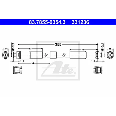 Шланг тормозной передний L,R ATE 83.7855-0354.3
