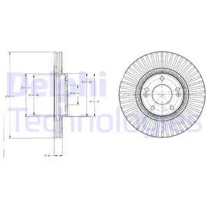 Диск тормозной KIA OPIRUS 3.5 03-06 передний вент. DELPHI BG4309