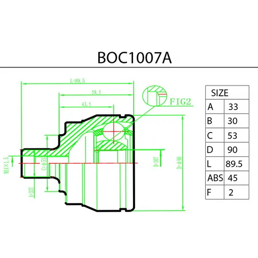 Шрус наружный FORST (ABS 45) Audi A4 95-01 / VW Passat 00-05 B-RING BOC1007A