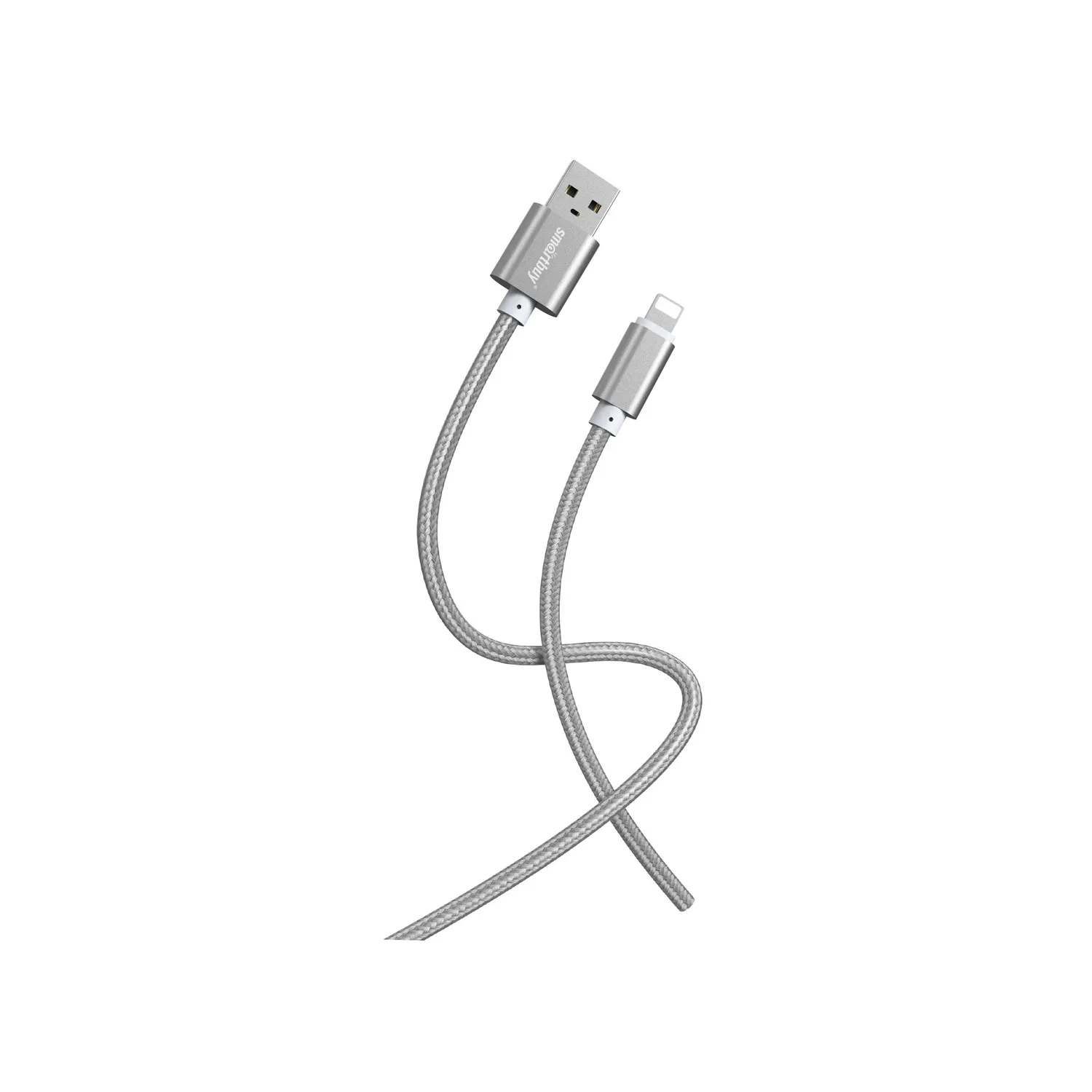 Кабель для зарядки и передачи данных S02 LIGHTNING серый, 3 а, 1 м, SMARTBUY IK-512-S02DG