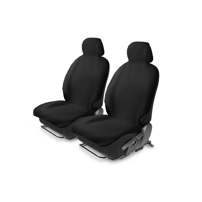 Меховая накидка на сиденье автомобиля с подголовником, AutoFlex, 2 шт. цвет черный. 91217