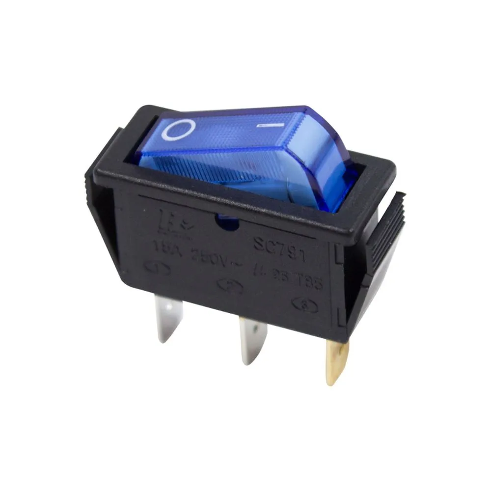 Выключатель клавишный 250V 15А (3с) ON-OFF синий с подсветкой (RWB-404, SC-791, IRS-101-1C) REXANT 36-2211