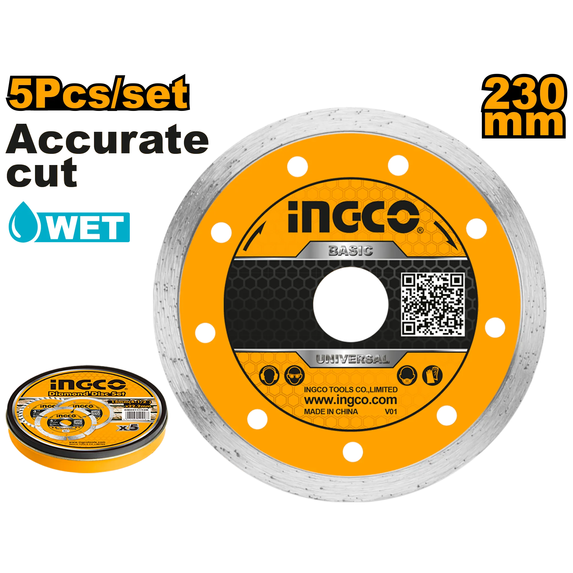Диск алмазный сплошной 230 мм (5/20) INGCO DMD022302M