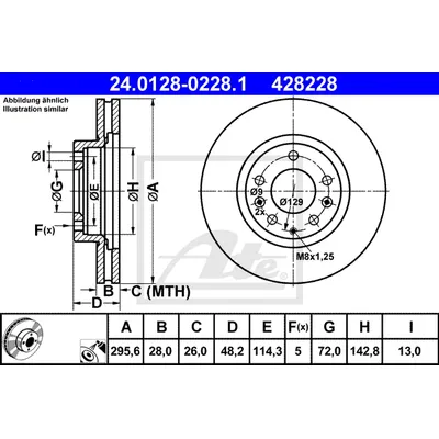 Диск тормозной передний MAZDA CX-7 2.3/2.2 07-> ATE 24.0128-0228.1