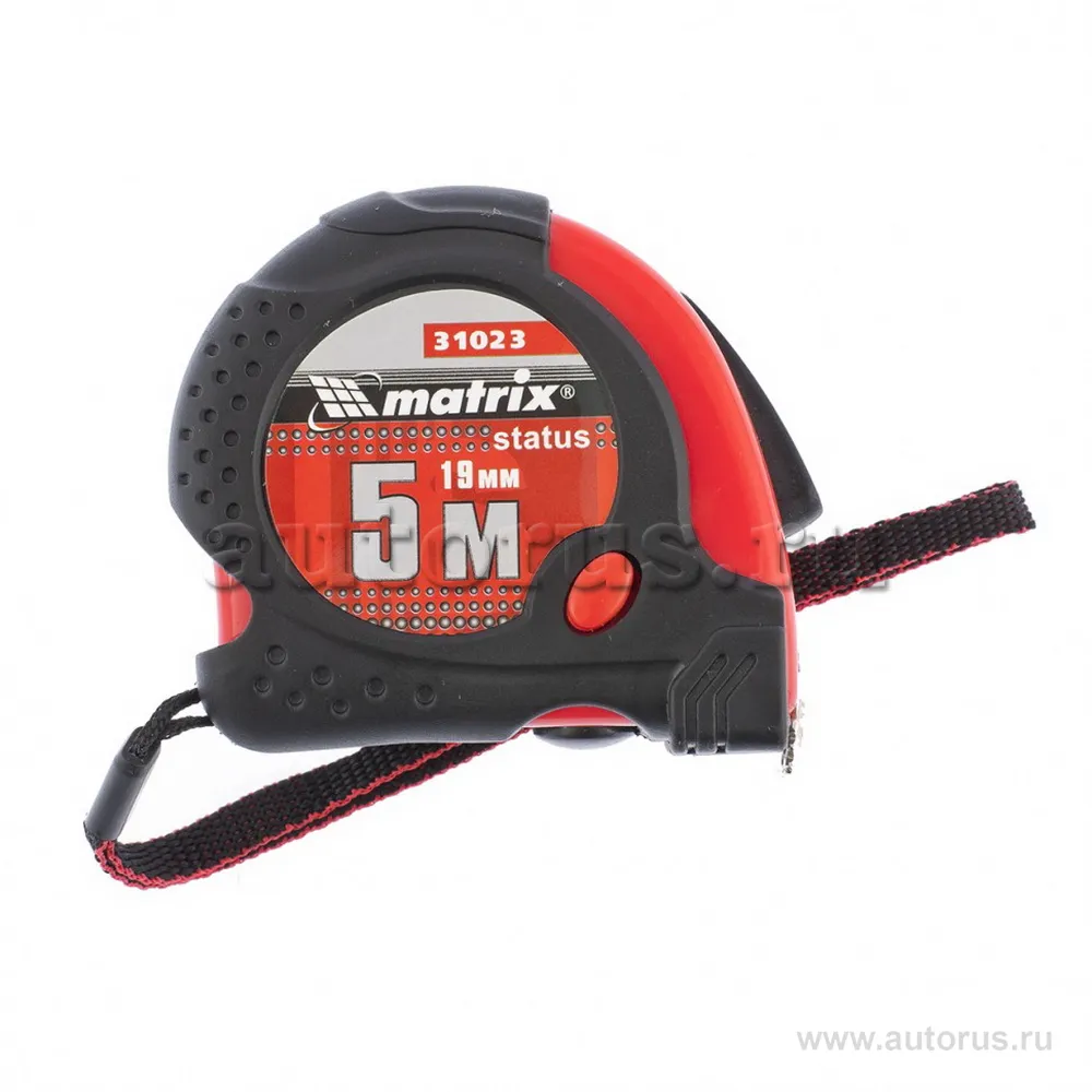 Рулетка Status magnet fixation, 5 м x19 мм, обрезиненный корпус, зацеп с магнитом MATRIX 31023