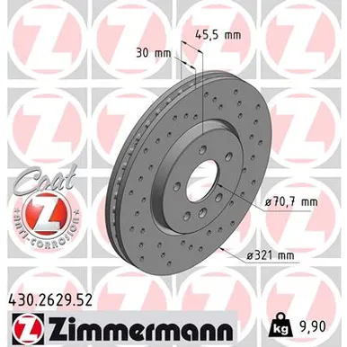 Диск тормозной передний OPEL ASTRA J GTC ZIMMERMANN 430262952
