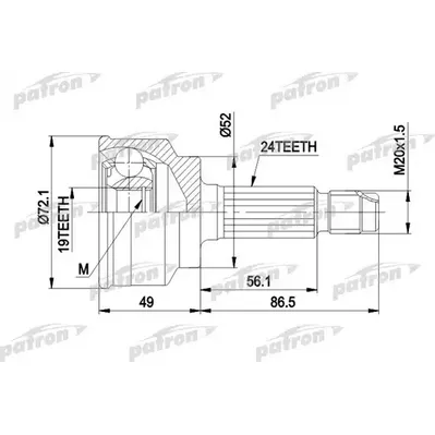 ШРУС наружн к-кт 24x52x19 KIA: PRIDE 90-, MAZDA: 121 II PATRON PCV1171