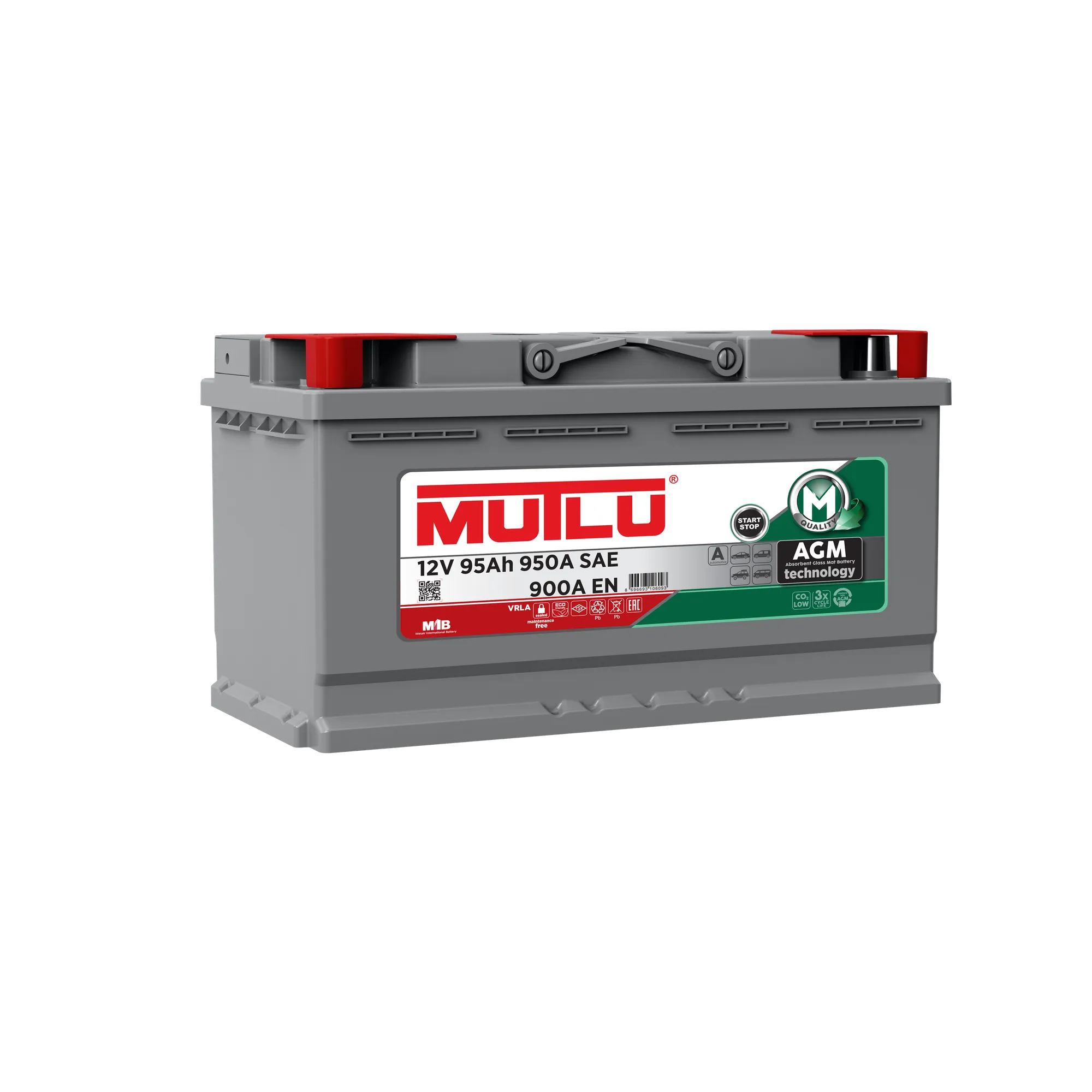 Аккумулятор MUTLU AGM 95 А/ч обратный R+ 353x175x190 L5 EN 900 А