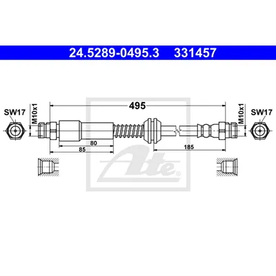 Тормозной шланг зад.мост VOLKSWAGEN CADDY III (04-15) ATE 24528904953
