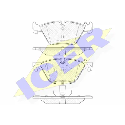 Колодки передние BMW 5:F07/F10/F11 7:F02/F04 ICER 182002