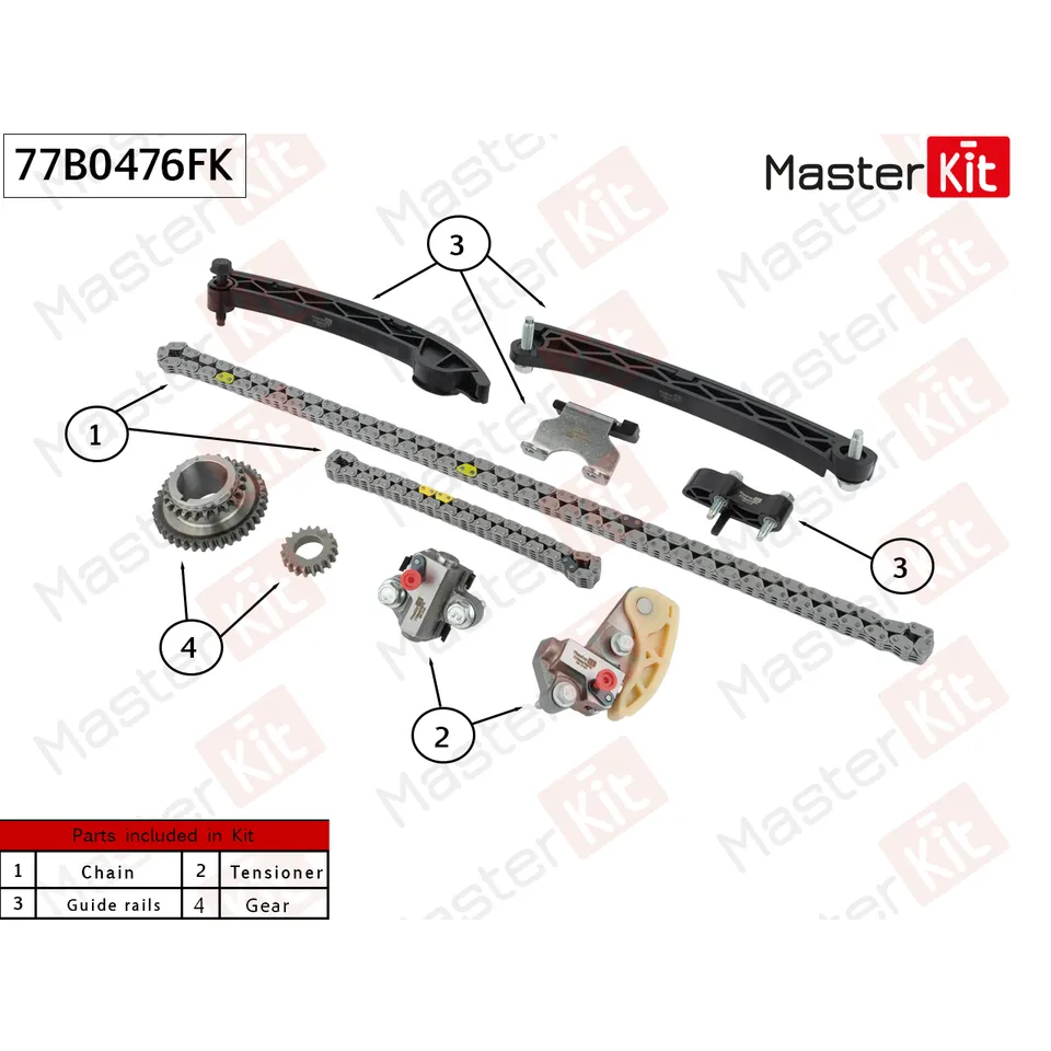 Комплект цепи ГРМ GENERAL MOTORS LTG (2.0 T) MASTERKIT 77B0476FK