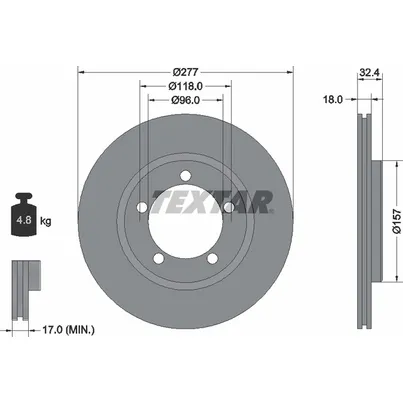Диск тормозной передний стандартный BERTONE/DAIHATSU TEXTAR 92114200