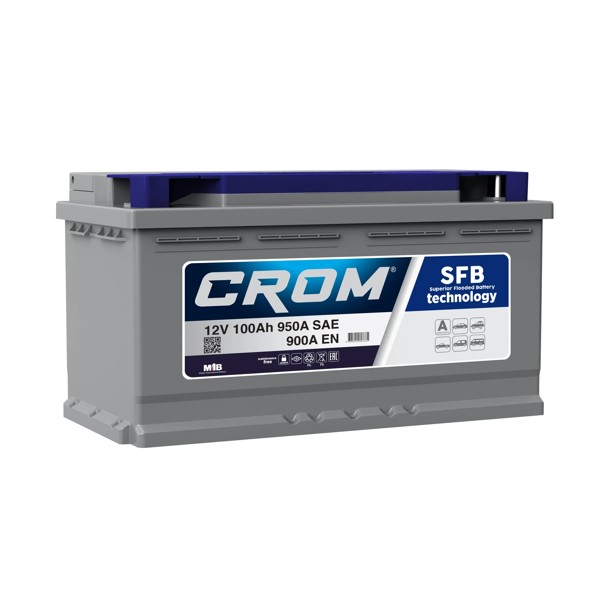 Аккумулятор CROM 100 А/ч Обратная 353x175x190 EN900 А
