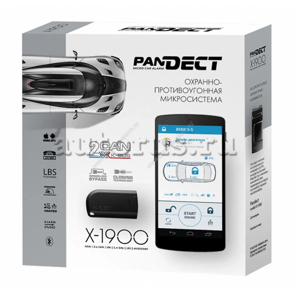 Сигнализация Pandect X-1900 2CAN,CLONE, Iмм O-KEY,GSM-модем,microUSB, Bluetooth