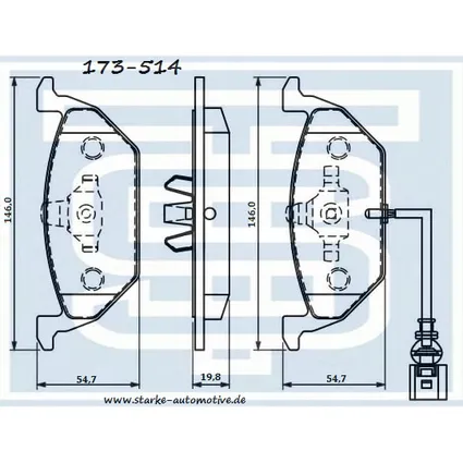 Колодки тормозные VW GOLF IV-VI передние STARKE 173-514