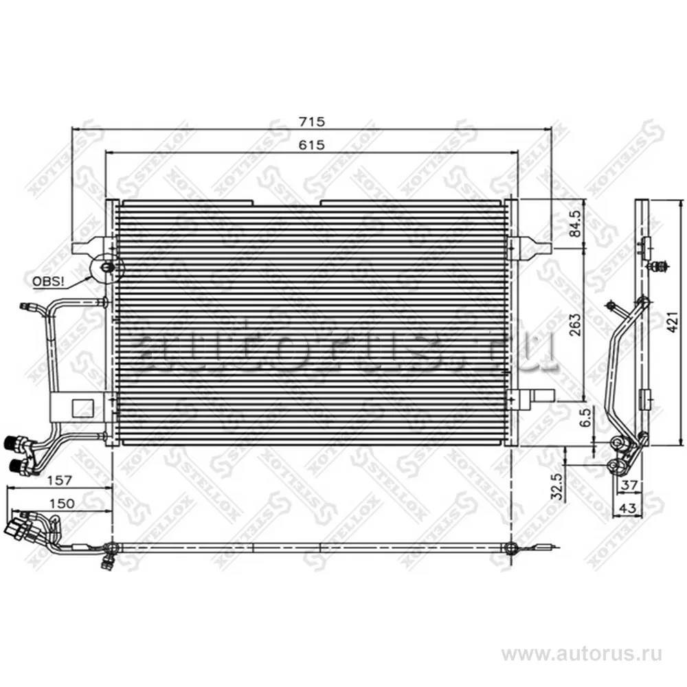 Радиатор конд. Audi A4,VW P STELLOX 10-45006-SX