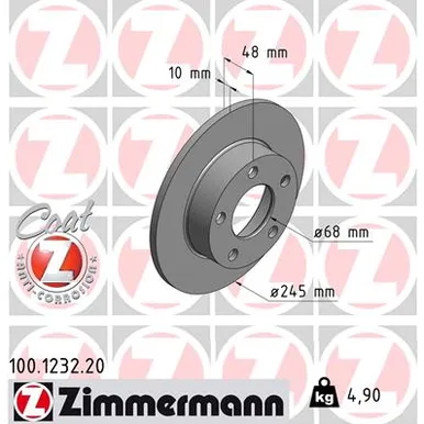 Диск тормозной задний L=R ZIMMERMANN 100.1232.20