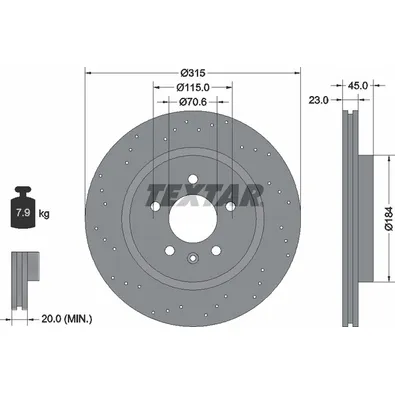 Диск тормозной задний с покрытием PRO HOLDEN/OPEL/VAUXHALL TEXTAR 92290003