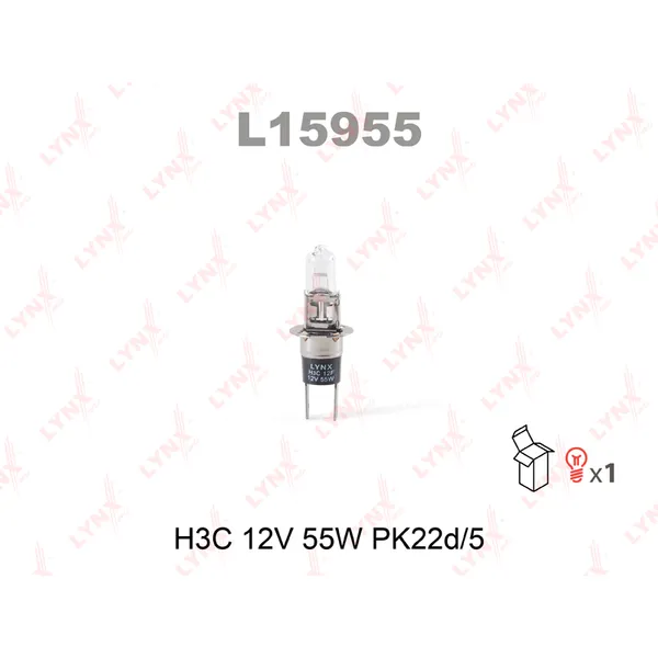 Лампа 12V H3C 55W PK22d-5 LYNXauto 1 шт. L15955