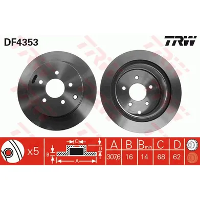 Диск тормозной задний TRW DF4353
