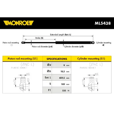 Амортизатор капота MB W210 MONROE ML5438