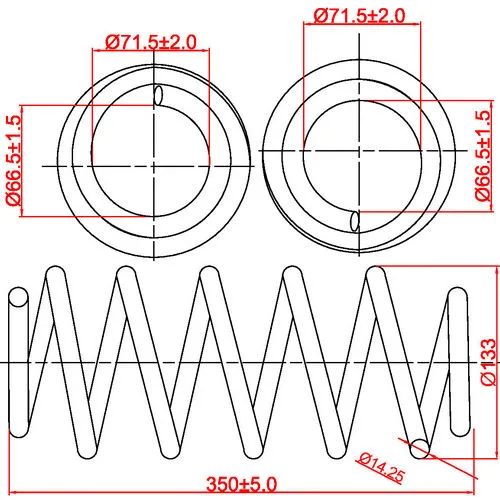 Пружина подвески передней AUDI A4, A6, SKODA SUPERB, L350-D133-T14,25 ZIKMAR Z48096R