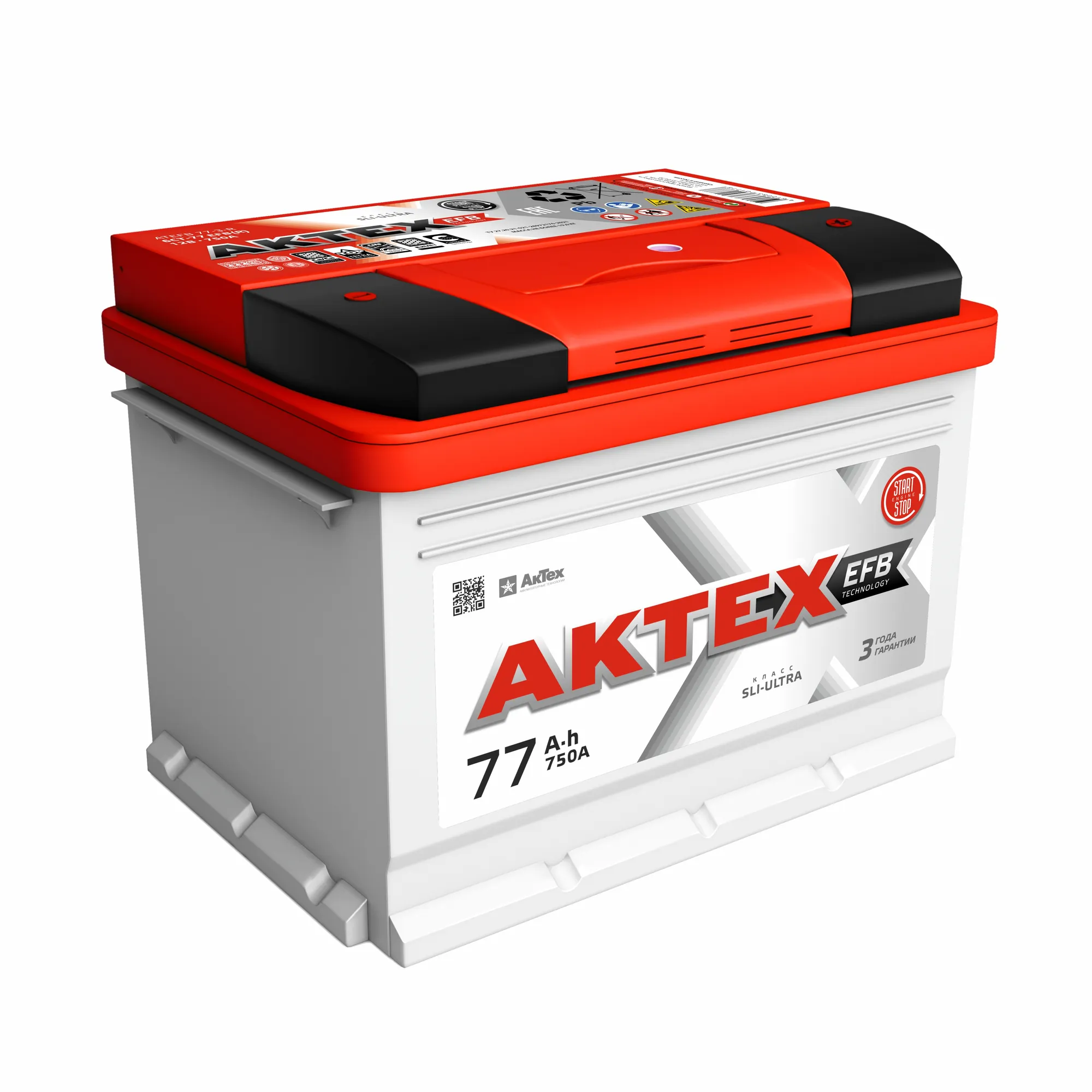 Аккумулятор АКТЕХ EFB 77 А/ч обратная R+ 278x175x190 EN750 А