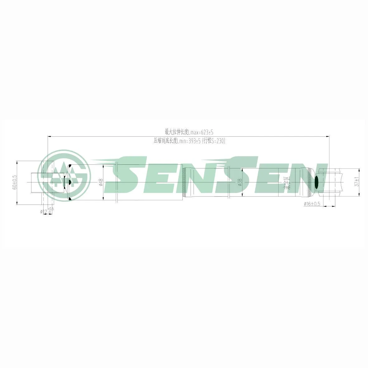 Амортизатор_подвески газовый задний Toyota Crown 91-95 SENSEN 12120011