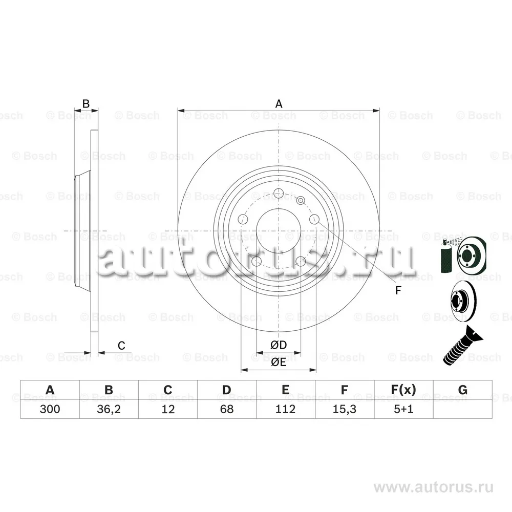 Диск тормозной задний BOSCH 0986479382